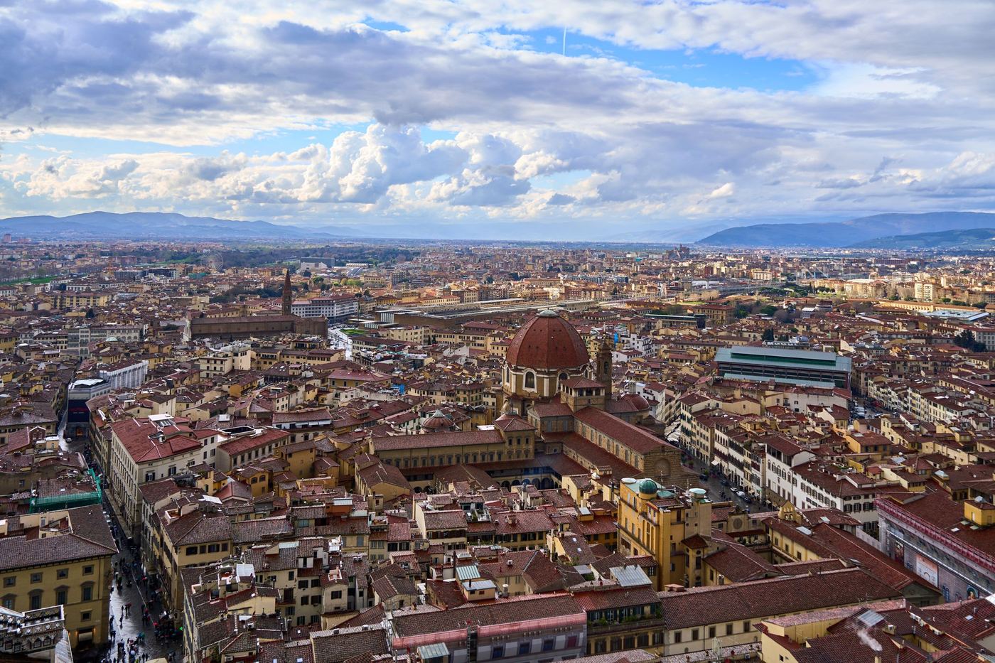 A view over the rooftops of Florence to the Duomo dome, Tuscany