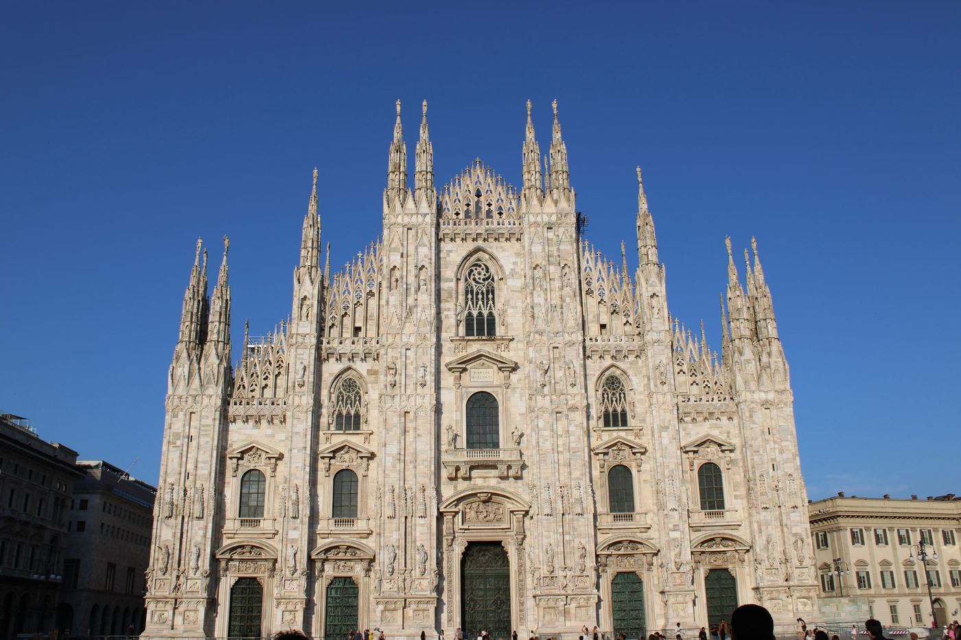 A view of the façade of Milan Cathedral, the Duomo, in Lombardy