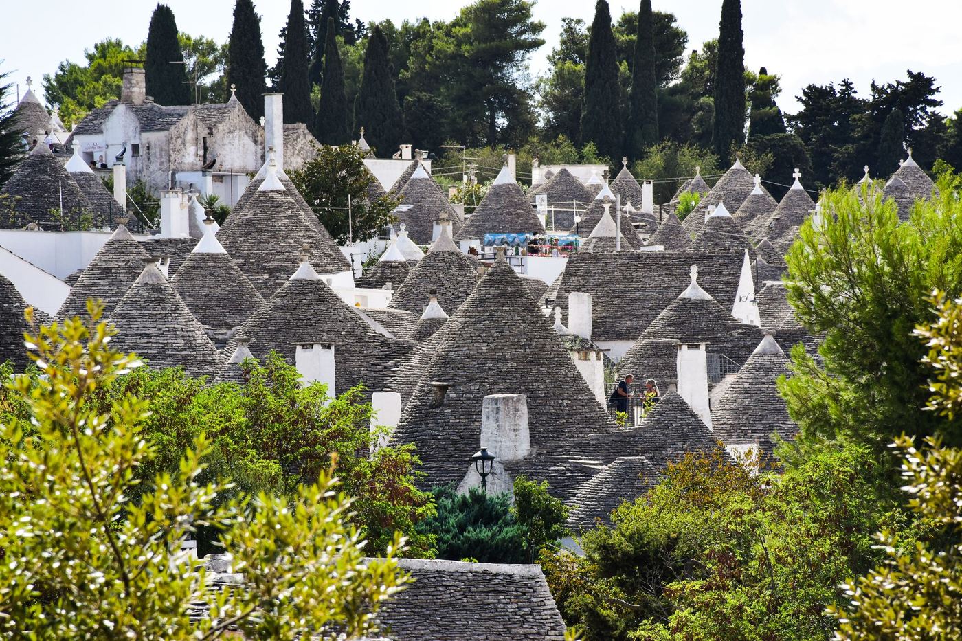 A view of the cone-roofed trulli houses of Alberobello, Puglia